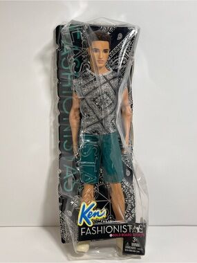 Barbie Ryan Ken Doll CFG20 Print Tee Bold Board Shorts 2014 NIB Box Damaged